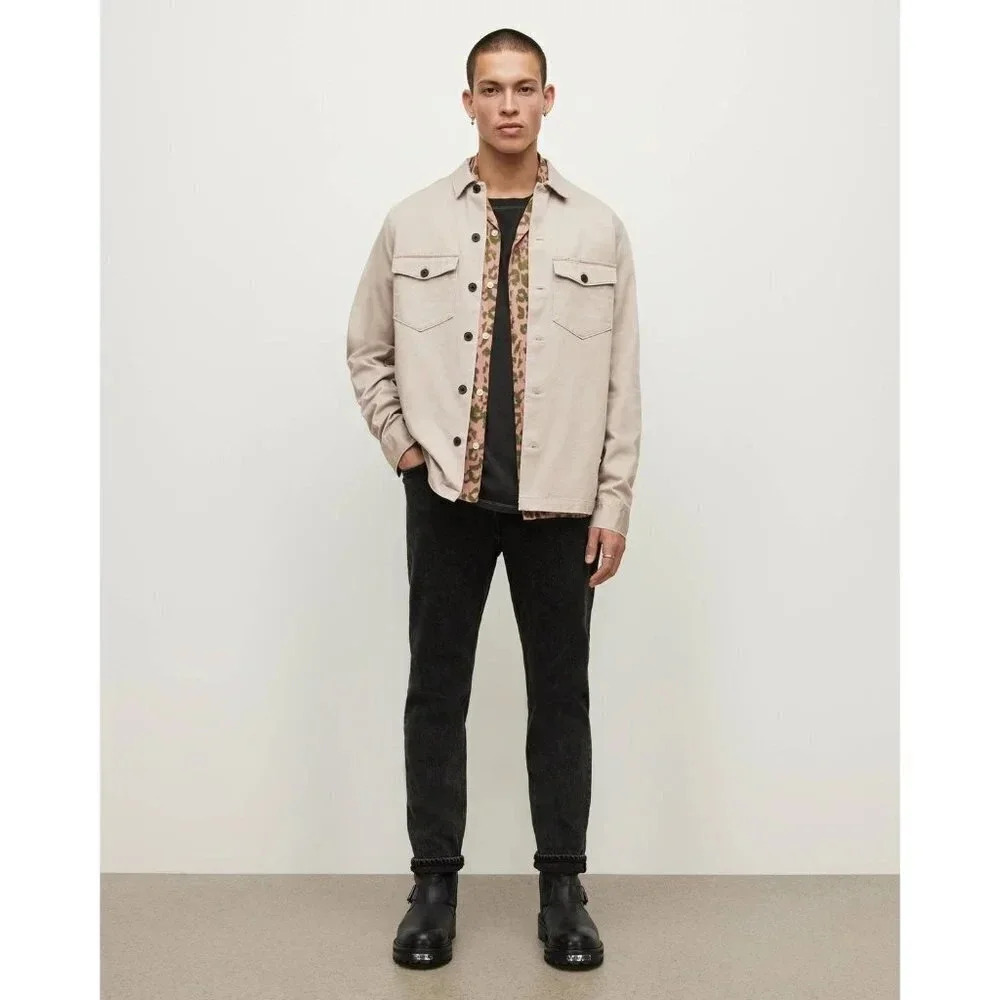 ALL SAINTS Jacket Men’s XS Firebase Overshirt in Sand Button Down